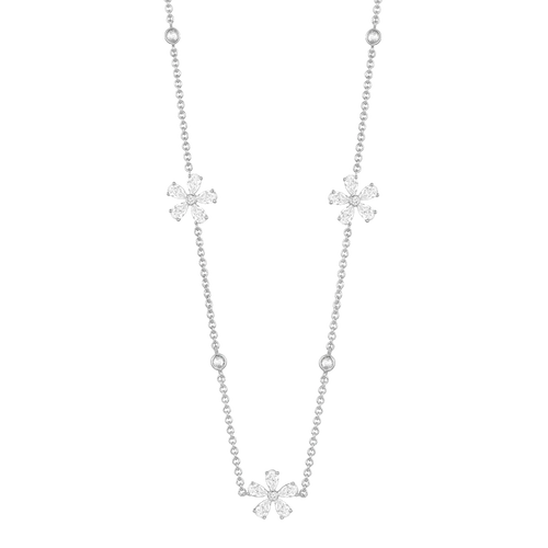 Daisy Flower / Multi Motif Necklace Silver