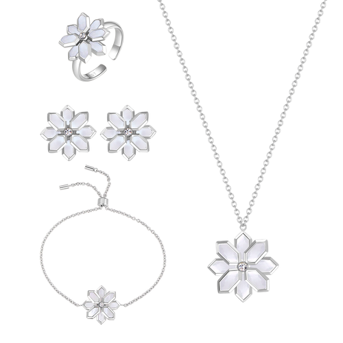 لوتس / طقم اللؤلؤ باللون الفضي