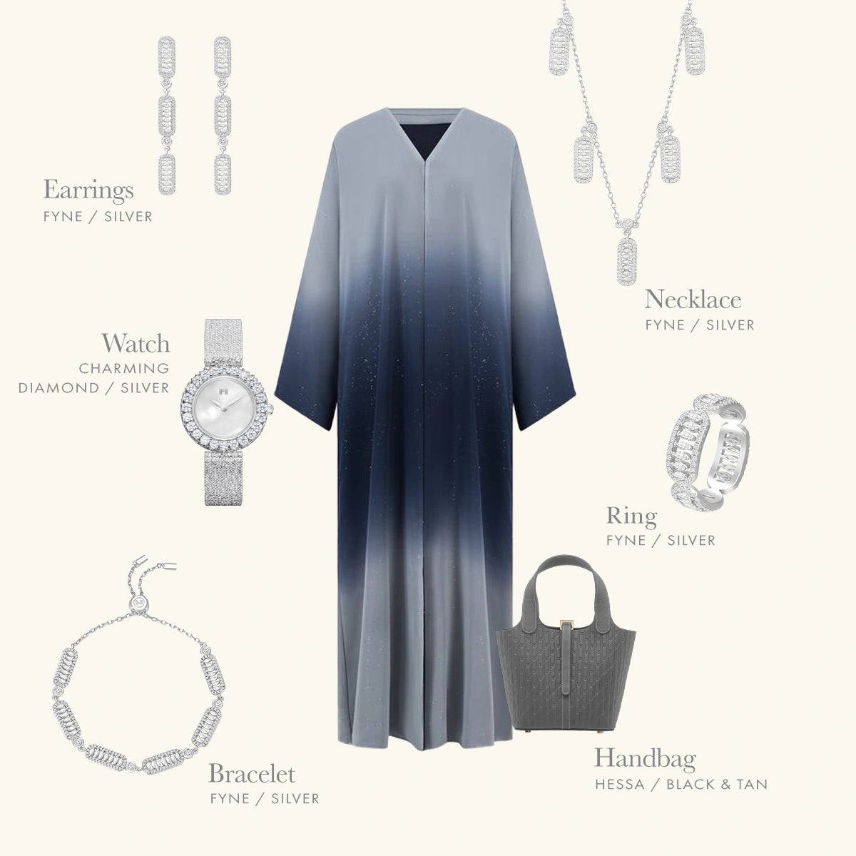 قلادة فاين بتصميم متعدد / اللون الفضي