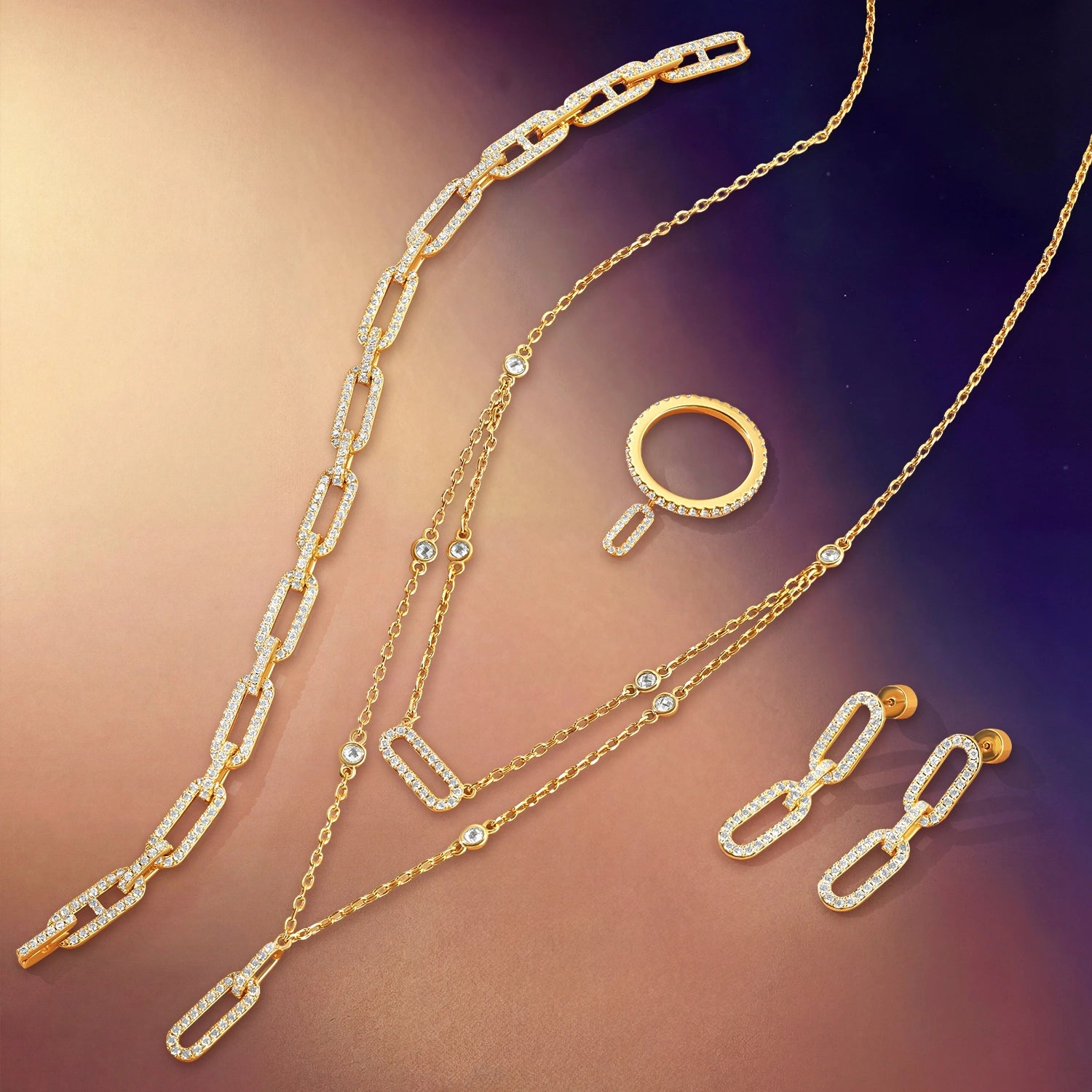 لينكس/ طقم باللون الذهبي بالتصميم الأيقوني