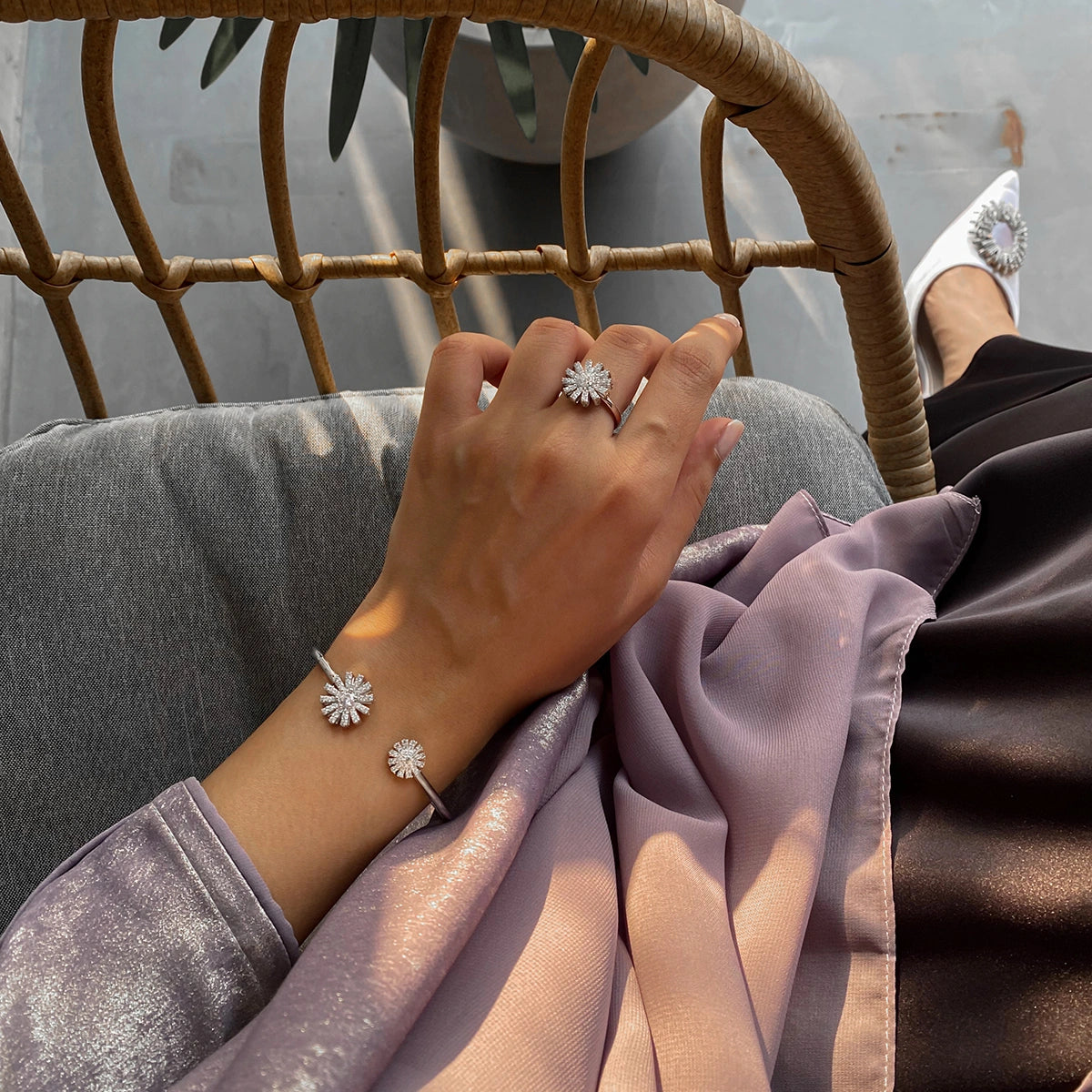 Charming Sunflower / Bangle Silver