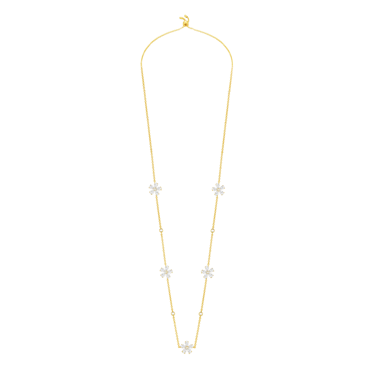 Daisy Flower / Multi Motif Necklace Gold