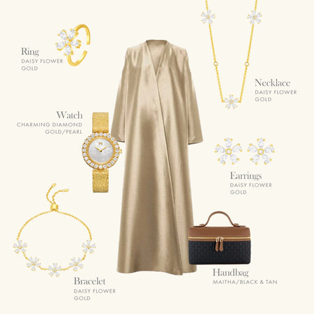 Daisy Flower / Multi Motif Necklace Gold