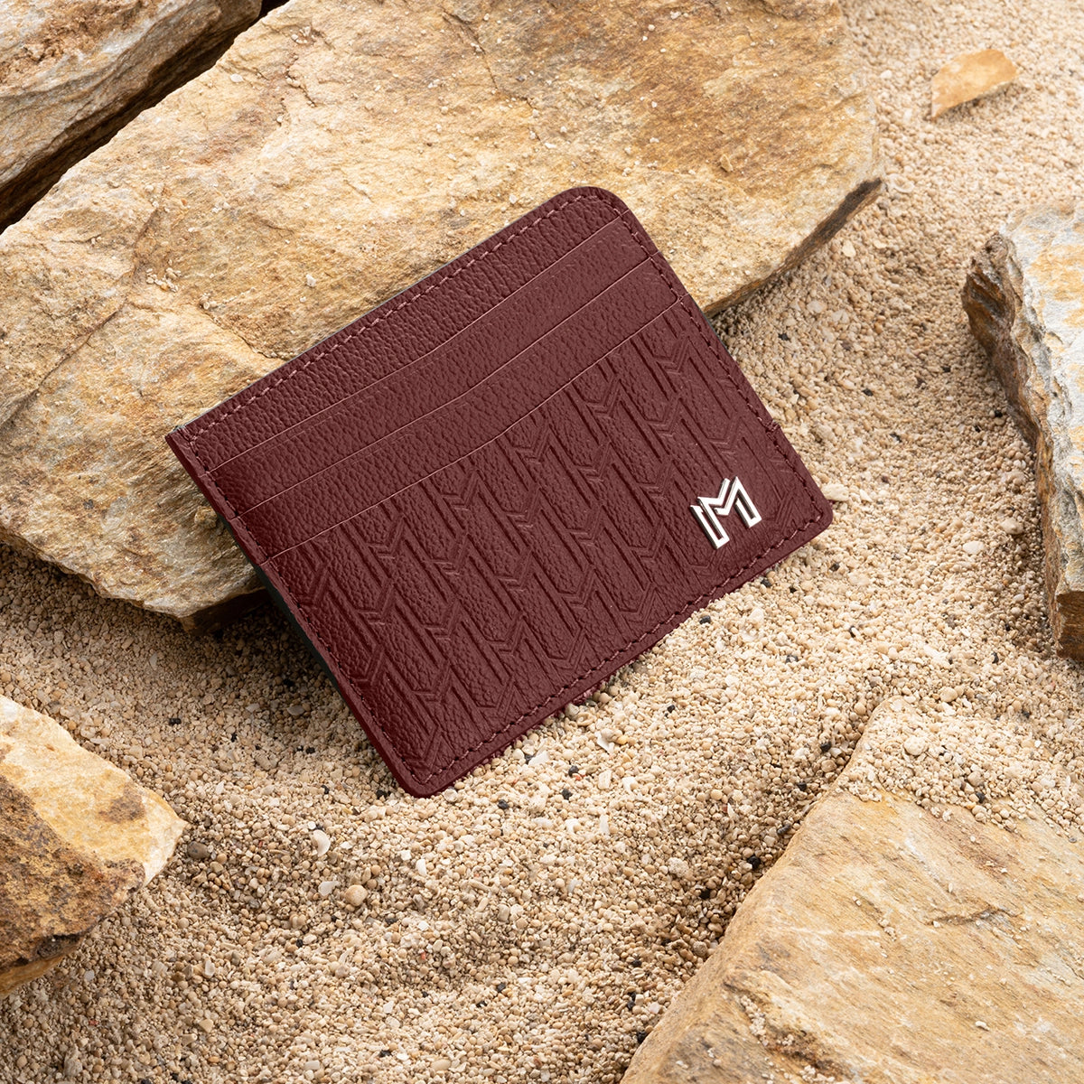 Camel Leather Burgundy / Silver