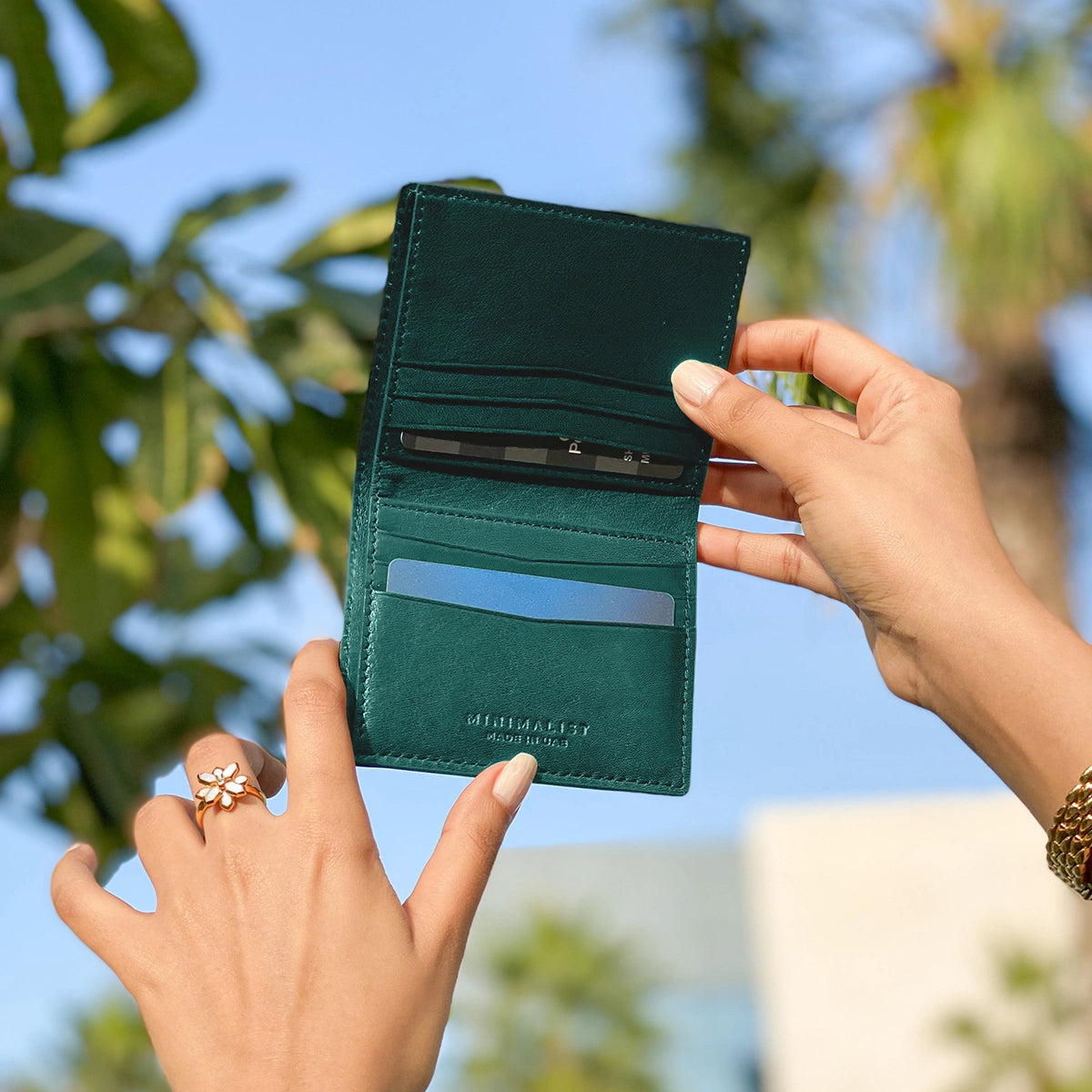 Italian Calfskin Leather Green / Gold