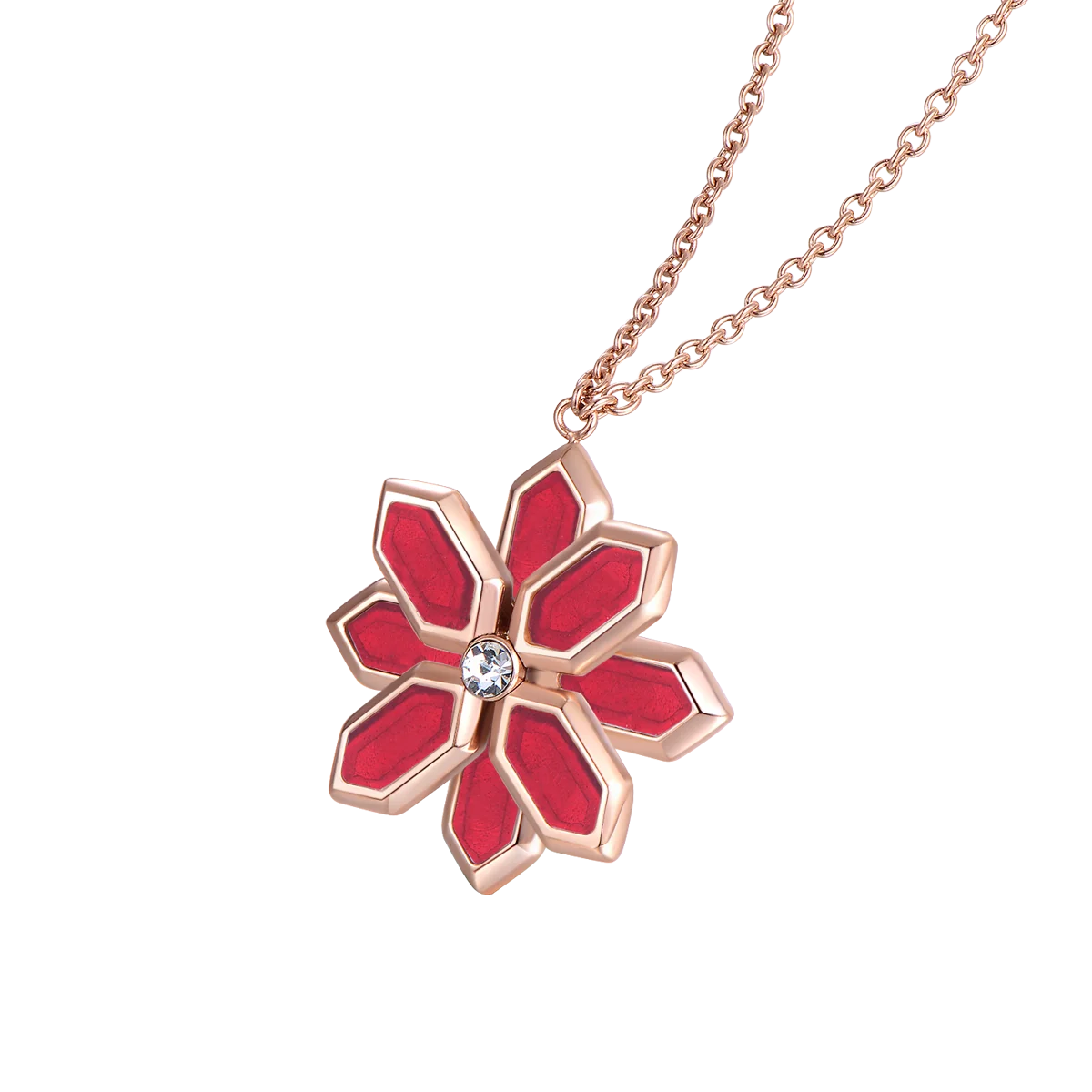 Lotus / Necklace Red Rose Gold