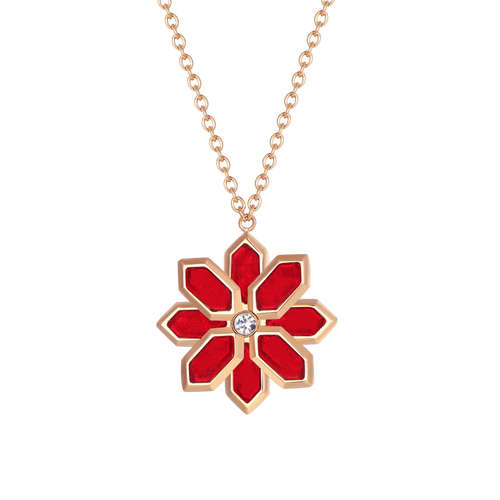 Lotus / Necklace Red Rose Gold