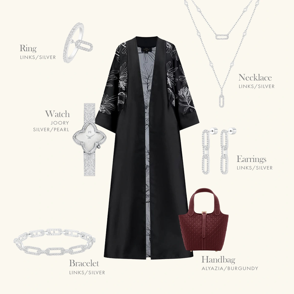 لينكس/ خاتم باللون الفضي بتصميم ثنائي