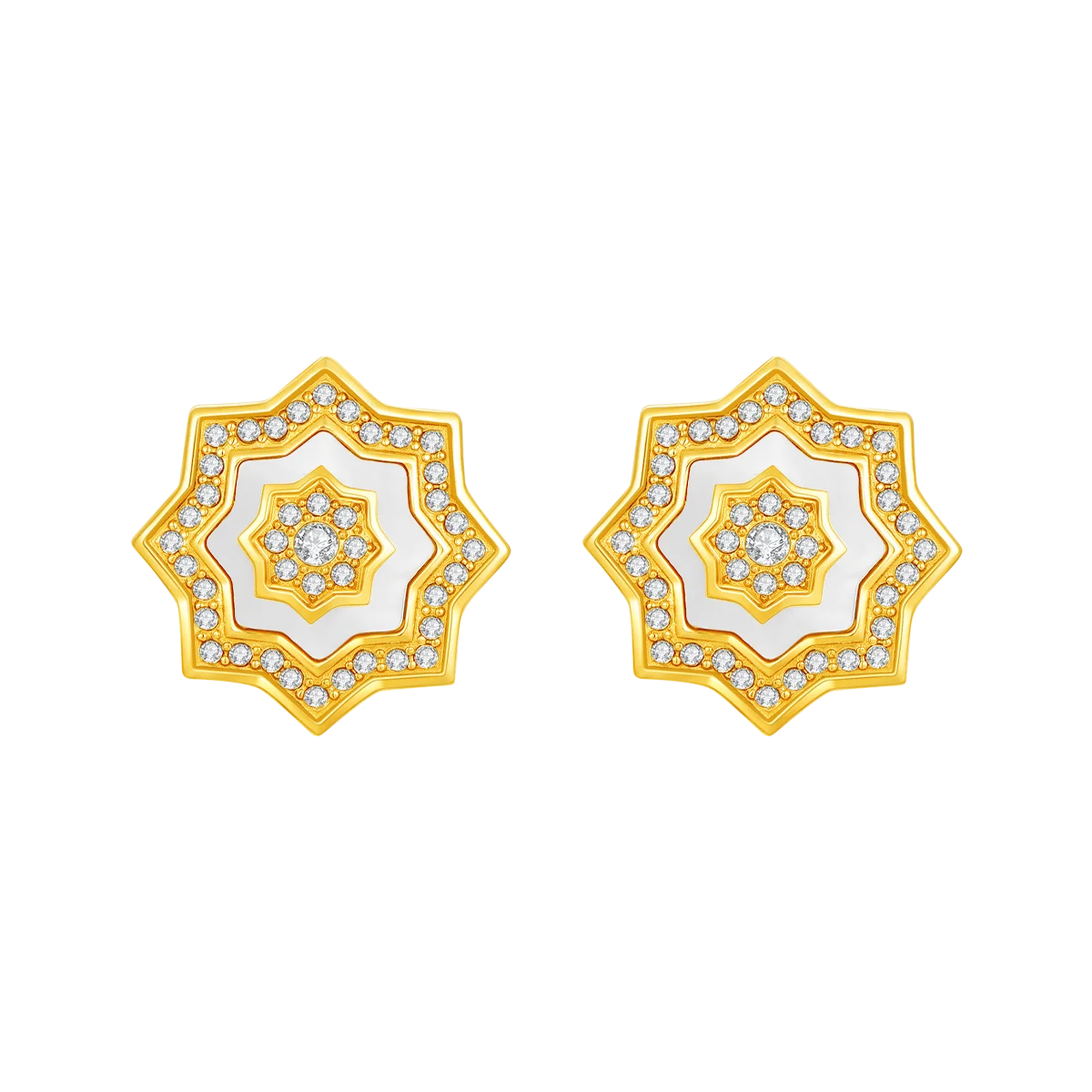 نجم / أقراط اللؤلؤ باللون الذهبي