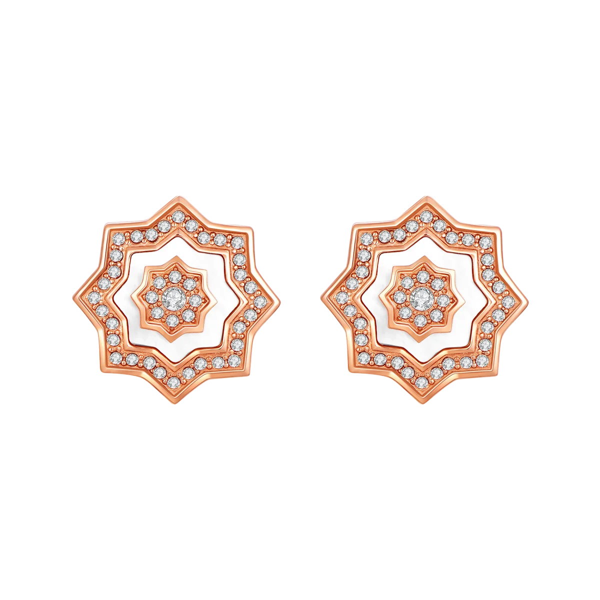 نجم / أقراط اللؤلؤ باللون الروز قولد