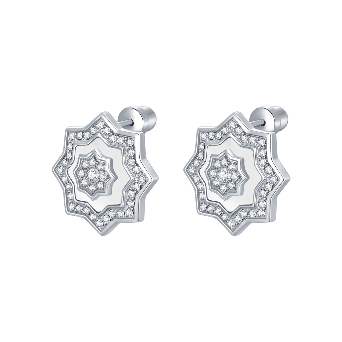 نجم / أقراط اللؤلؤ باللون الفضي