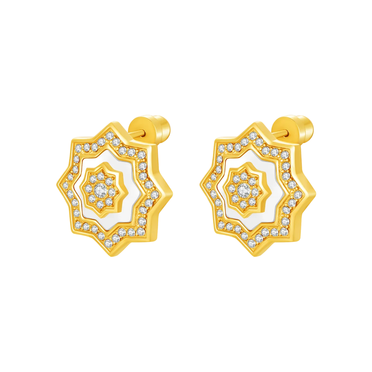 نجم / أقراط اللؤلؤ باللون الذهبي