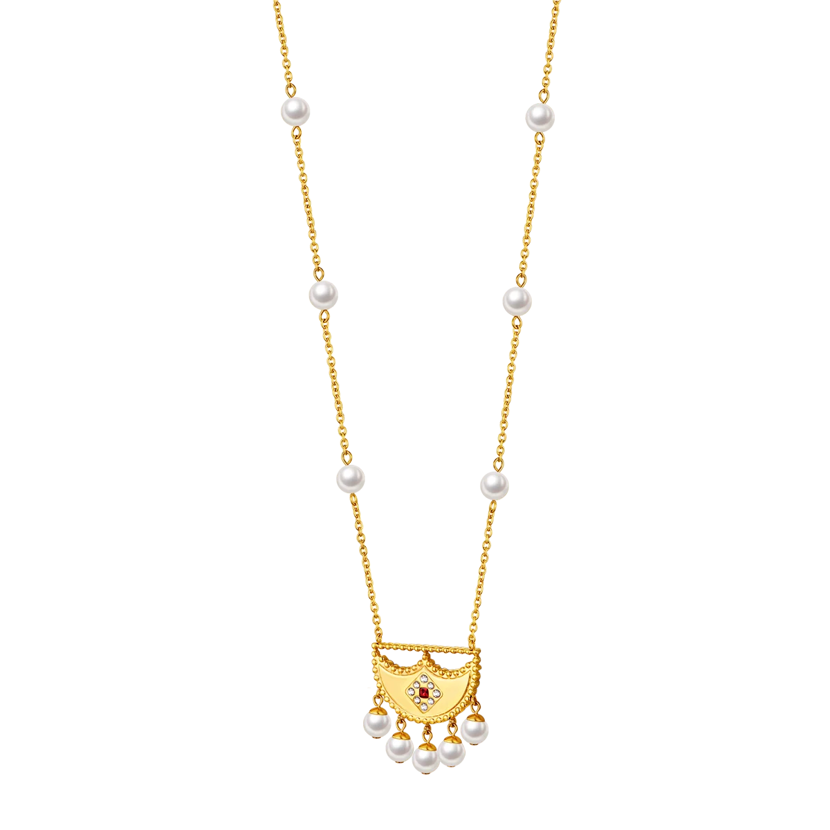 شناف / عقد اللؤلؤ باللون الذهبي