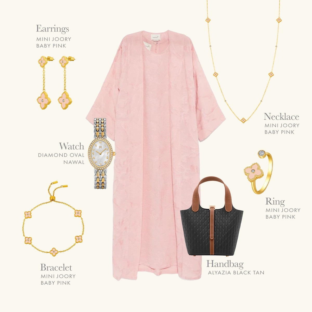 ميني جوري / عُقد وردي فاتح و ذهبي