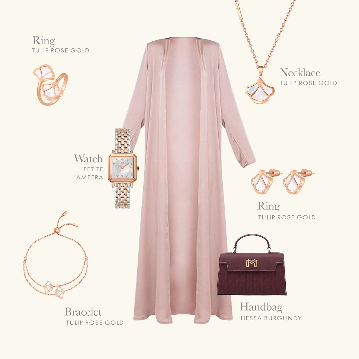 Tulip / Necklace Pearl Rose Gold