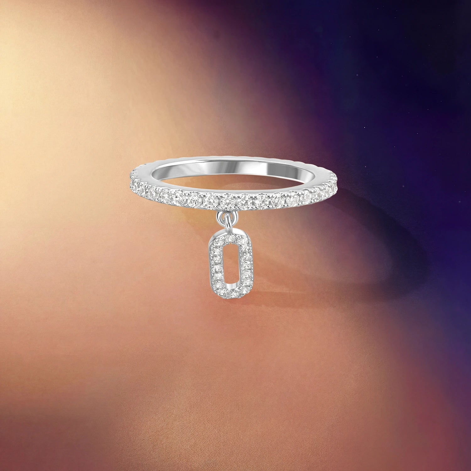 لينكس/ خاتم باللون الفضي بتصميم ثنائي