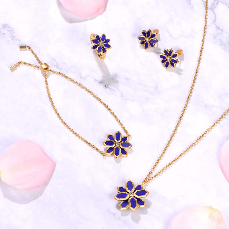 Lotus / Earrings Blue Gold