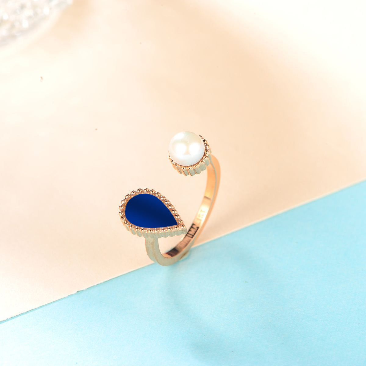 Drop / Ring Blue Rose Gold