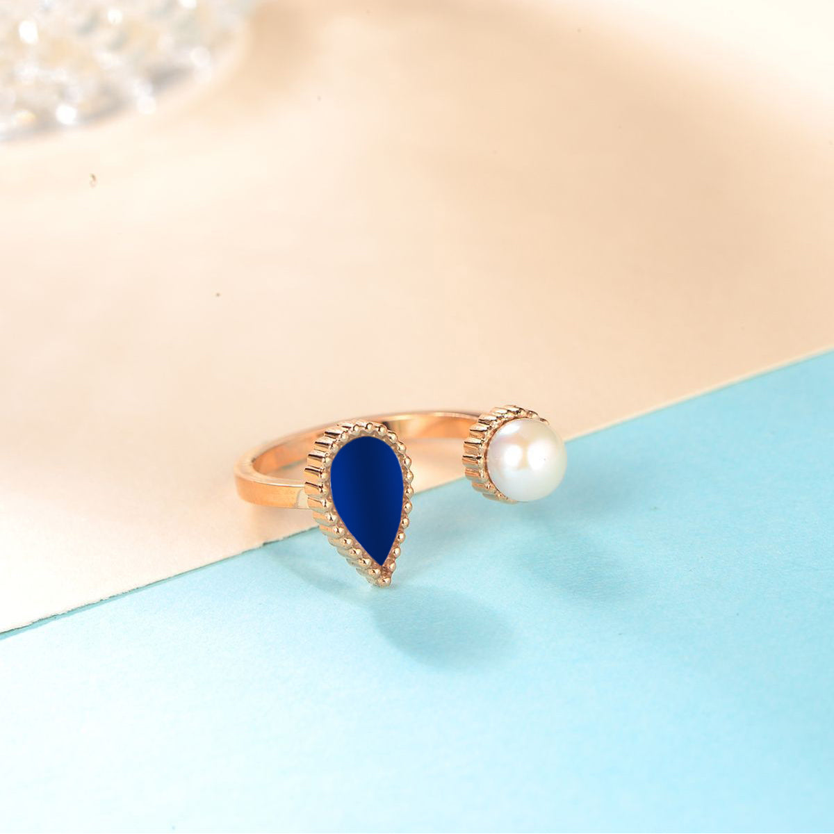 Drop / Ring Blue Rose Gold